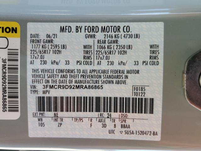 Photo 14 from auction – 2021 FORD BRONCO SPO with VIN 3FMCR9D92MRA86865