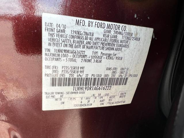 Photo 10 from auction – 2010 LINCOLN MKS with VIN 1LNHL9DR1AG616222