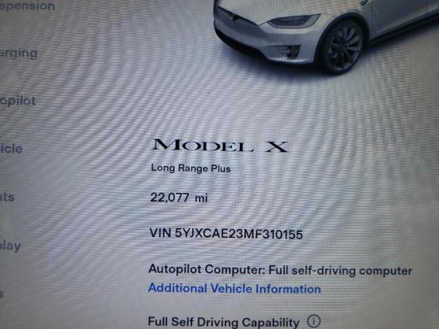 Photo 9 from auction – 2021 TESLA MODEL X with VIN 5YJXCAE23MF310155