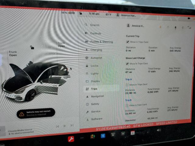 Photo 9 from auction – 2021 TESLA MODEL 3 with VIN 5YJ3E1EA9MF992040