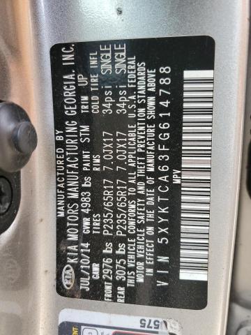 Photo 14 from auction – 2015 KIA SORENTO LX with VIN 5XYKTCA63FG614788