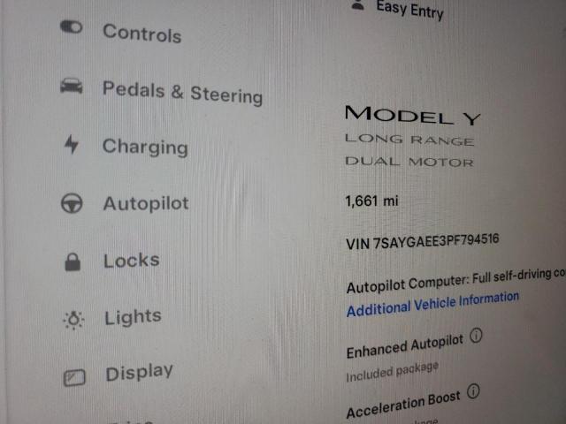 Photo 9 from auction – 2023 TESLA MODEL Y with VIN 7SAYGAEE3PF794516