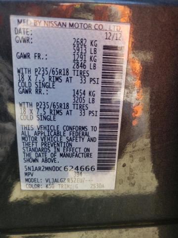 Photo 14 from auction – 2013 NISSAN PATHFINDER with VIN 5N1AR2MN0DC624666