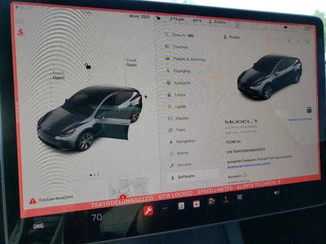 Photo 9 from auction – 2022 TESLA MODEL Y with VIN 7SAYGDEE0NA022213