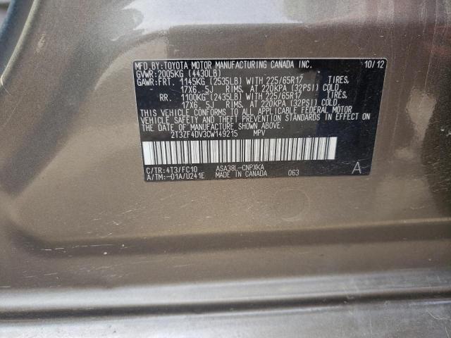 Photo 14 from auction – 2012 TOYOTA RAV4 with VIN 2T3ZF4DV3CW149215