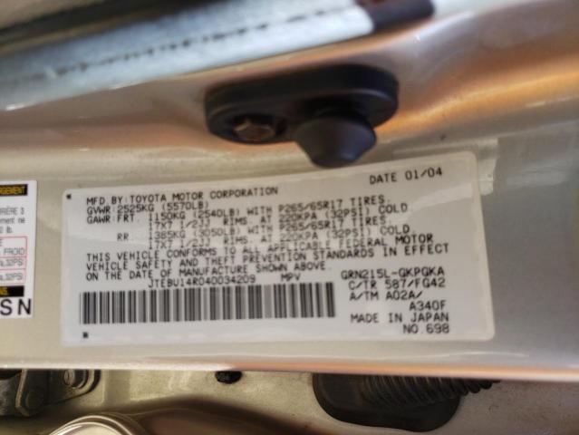 Photo 14 from auction – 2004 TOYOTA 4RUNNER SR with VIN JTEBU14R040034209