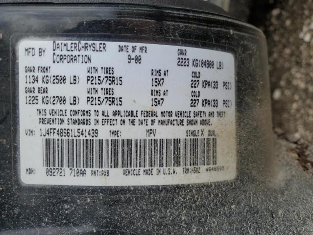 Photo 14 from auction – 2001 JEEP CHEROKEE S with VIN 1J4FF48S61L541439