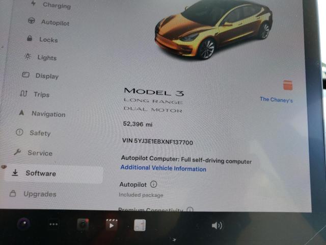 Photo 9 from auction – 2022 TESLA MODEL 3 with VIN 5YJ3E1EBXNF137700