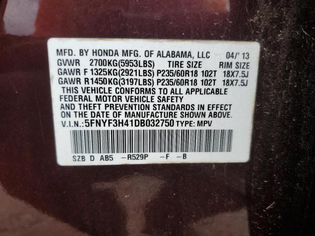 Photo 14 from auction – 2013 HONDA PILOT EX with VIN 5FNYF3H41DB032750