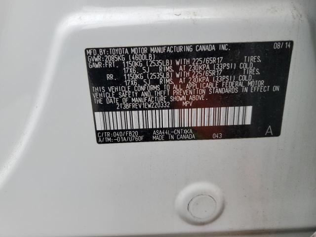 Photo 14 from auction – 2014 TOYOTA RAV4 LE with VIN 2T3BFREV1EW220332