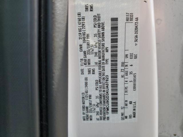 Photo 14 from auction – 2019 FORD ESCAPE SE with VIN 1FMCU9GD3KUA07823