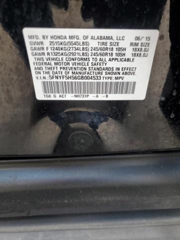 Photo 14 from auction – 2016 HONDA PILOT EXL with VIN 5FNYF5H56GB004533