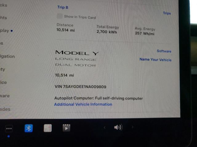 Photo 9 from auction – 2022 TESLA MODEL Y with VIN 7SAYGDEE1NA009809