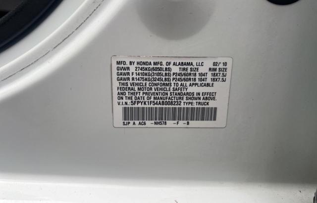 Photo 10 from auction – 2010 HONDA RIDGELINE with VIN 5FPYK1F54AB008232