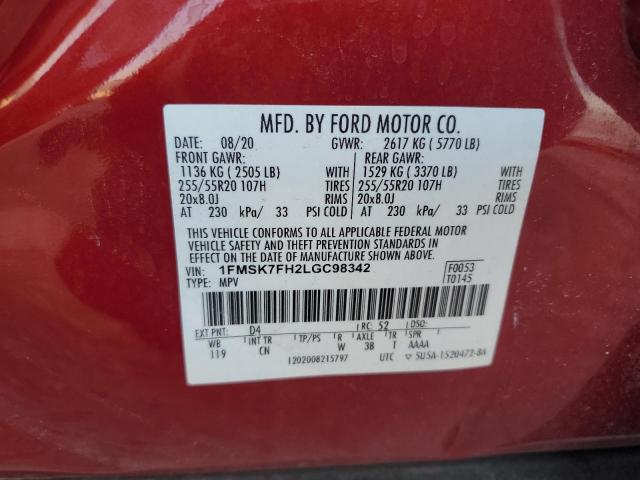 Photo 14 from auction – 2020 FORD EXPLORER L with VIN 1FMSK7FH2LGC98342