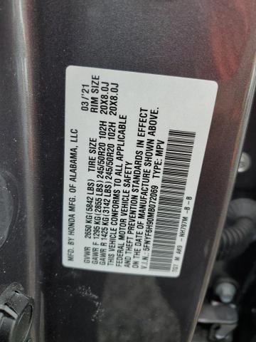 Photo 14 from auction – 2021 HONDA PILOT TOUR with VIN 5FNYF6H90MB072069
