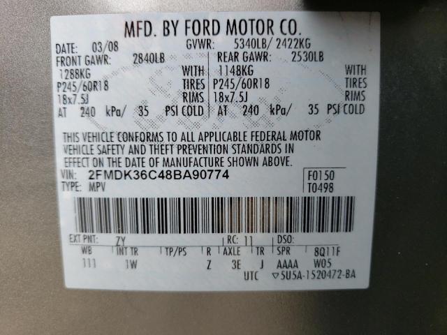 Photo 14 from auction – 2008 FORD EDGE SE with VIN 2FMDK36C48BA90774