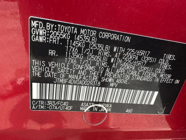 Photo 10 from auction – 2010 TOYOTA RAV4 with VIN JTMBF4DV0AD029318
