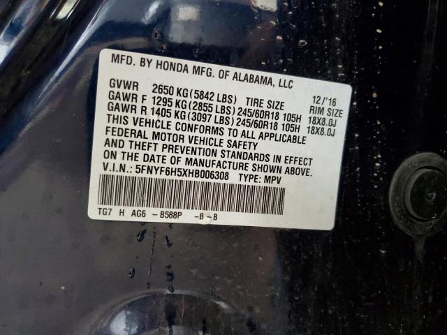 Photo 14 from auction – 2017 HONDA PILOT EXL with VIN 5FNYF6H5XHB006308