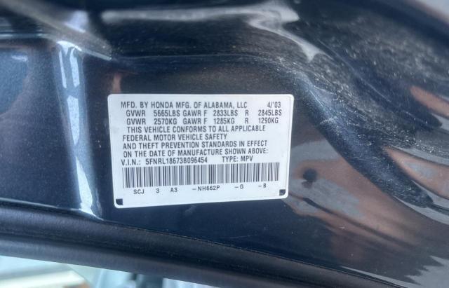 Photo 10 from auction – 2003 HONDA ODYSSEY EX with VIN 5FNRL18673B096454