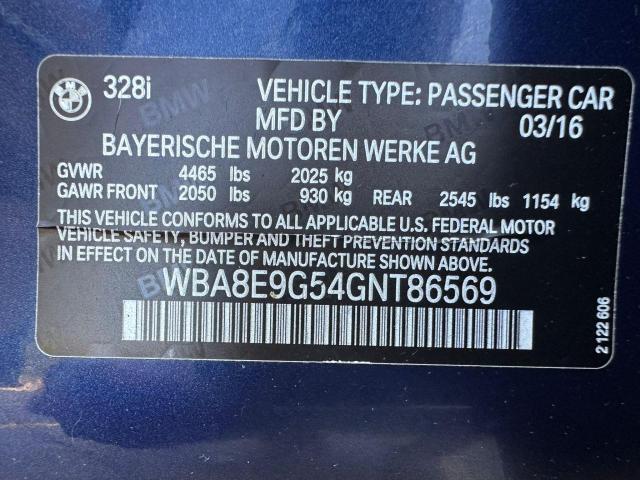 Photo 10 from auction – 2016 BMW 328 I SULE with VIN WBA8E9G54GNT86569