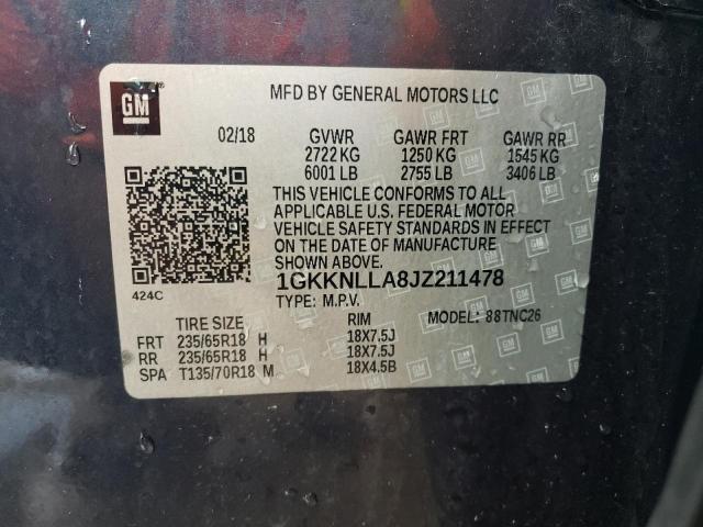 Photo 14 from auction – 2018 GMC ACADIA SLE with VIN 1GKKNLLA8JZ211478