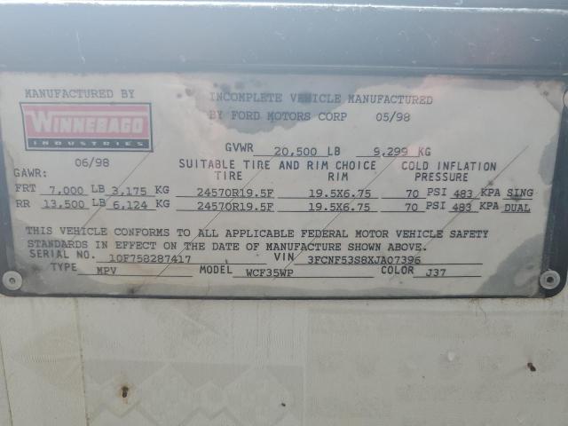 Photo 10 from auction – 1998 WINNEBAGO BRAVE with VIN 3FCNF53S8XJA07396