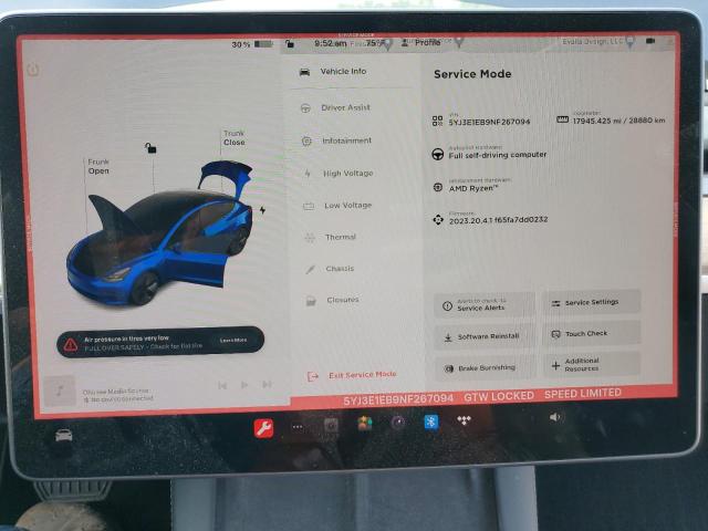 Photo 9 from auction – 2022 TESLA MODEL 3 with VIN 5YJ3E1EB9NF267094