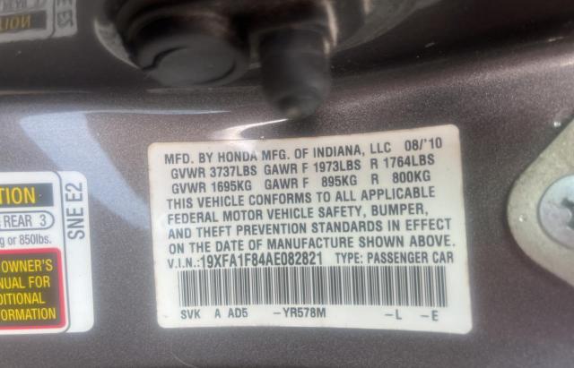 Photo 10 from auction – 2010 HONDA CIVIC EX with VIN 19XFA1F84AE082821