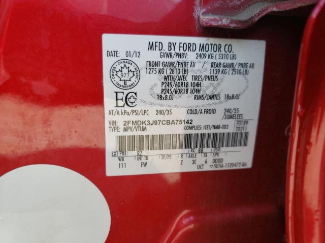 Photo 14 from auction – 2012 FORD EDGE SEL with VIN 2FMDK3J97CBA75142