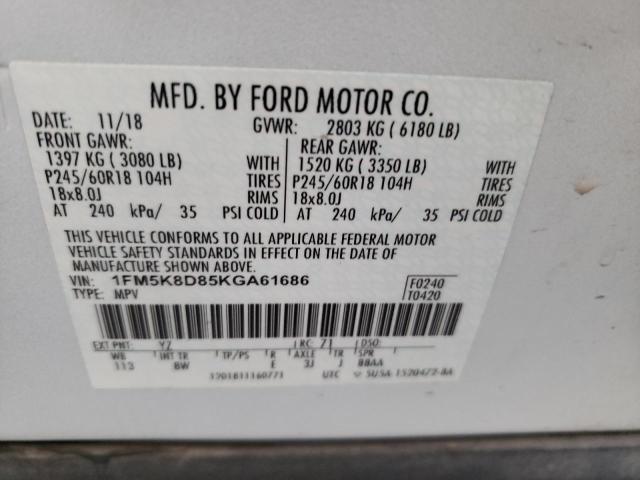 Снимка 14 от търг – 2019 FORD EXPLORER X с VIN 1FM5K8D85KGA61686