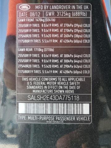 Photo 14 from auction – 2013 LAND ROVER RANGE ROVE with VIN SALSH2E43DA775118