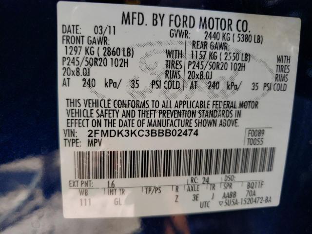 Photo 14 from auction – 2011 FORD EDGE LIMIT with VIN 2FMDK3KC3BBB02474