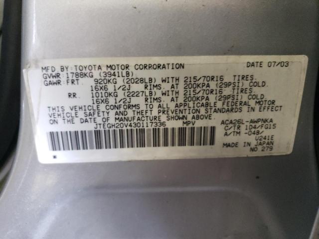 Photo 14 from auction – 2003 TOYOTA RAV4 with VIN JTEGH20V430117336