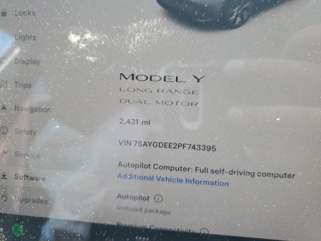 Photo 9 from auction – 2023 TESLA MODEL Y with VIN 7SAYGDEE2PF743395