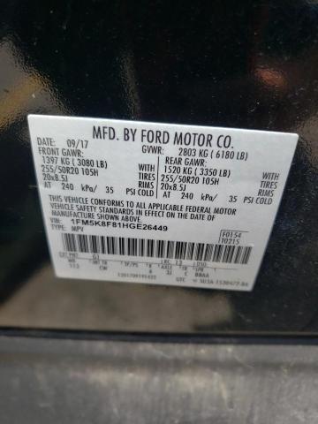 Снимка 14 от търг – 2017 FORD EXPLORER L с VIN 1FM5K8F81HGE26449