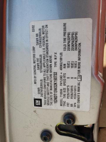 Photo 14 from auction – 2002 CHEVROLET BLAZER with VIN 1GNDT13W22K190722