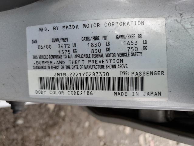 Photo 10 from auction – 2000 MAZDA PROTEGE DX with VIN JM1BJ2221Y0287330