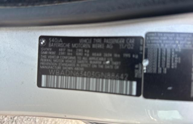 Photo 10 from auction – 2003 BMW 540 I AUTO with VIN WBADN63403GN88642