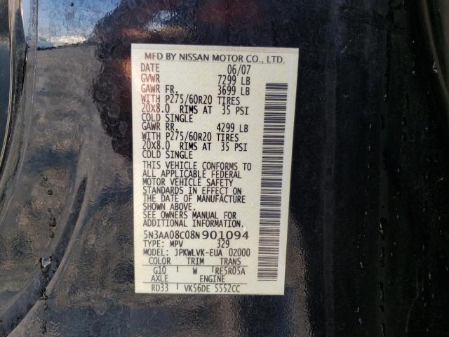 Photo 14 from auction – 2008 INFINITI QX56 with VIN 5N3AA08C08N901094