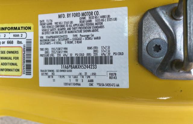 Photo 10 from auction – 2017 FORD MUSTANG with VIN 1FA6P8AMXH5244233