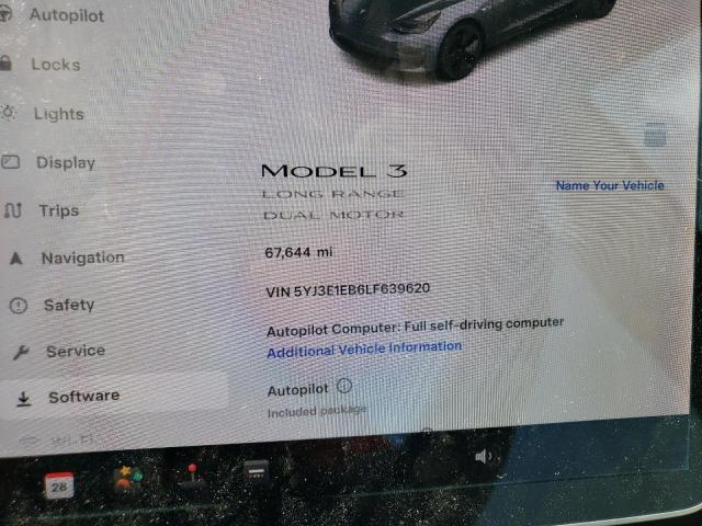 Photo 9 from auction – 2020 TESLA MODEL 3 with VIN 5YJ3E1EB6LF639620