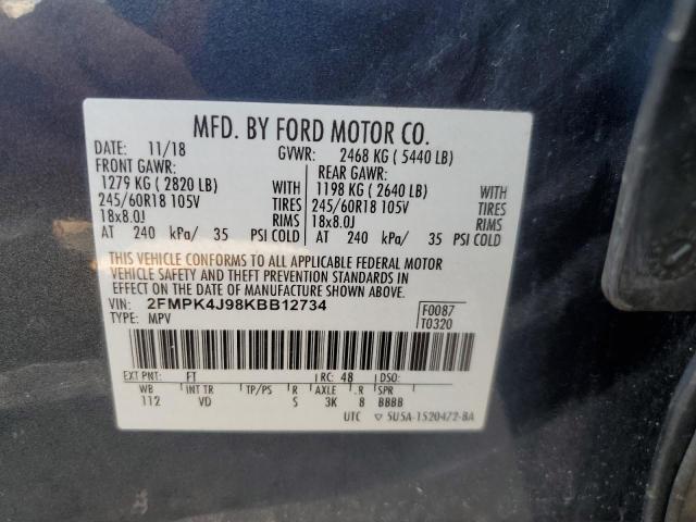 Photo 14 from auction – 2019 FORD EDGE SEL with VIN 2FMPK4J98KBB12734
