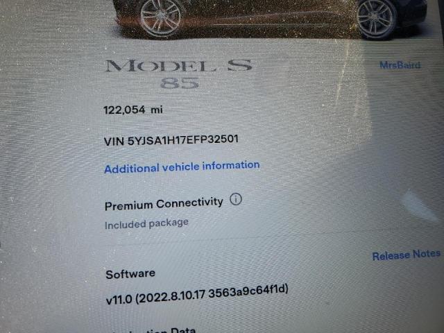 Photo 9 from auction – 2014 TESLA MODEL S with VIN 5YJSA1H17EFP32501