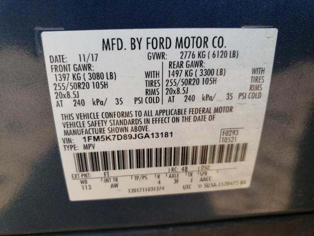 Photo 14 from auction – 2018 FORD EXPLORER X with VIN 1FM5K7D89JGA13181