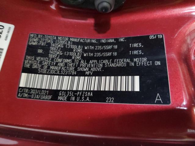 Photo 14 from auction – 2020 TOYOTA SIENNA SE with VIN 5TDEZ3DC3LS231784