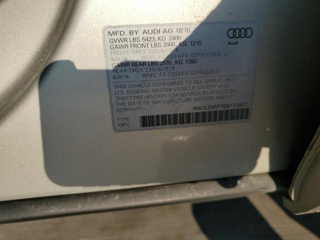 Photo 14 from auction – 2016 AUDI Q5 PREMIUM with VIN WA1L2AFP7GA112827