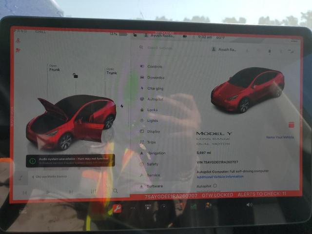 Photo 9 from auction – 2024 TESLA MODEL Y with VIN 7SAYGDEE1RA260707