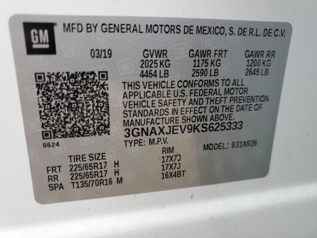 Photo 14 from auction – 2019 CHEVROLET EQUINOX LT with VIN 3GNAXJEV9KS625333