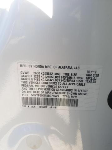 Photo 14 from auction – 2019 HONDA PILOT EXL with VIN 5FNYF6H54KB071629